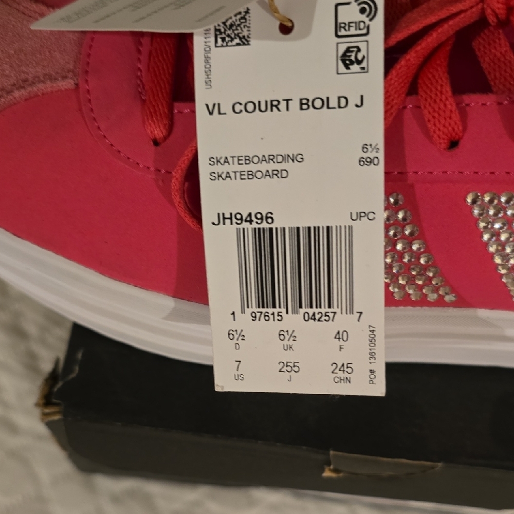 adidas Pink Platform Sneakers with Crystal Three-Stripes - Picture 2 of 5